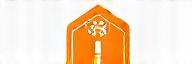 Oskafen Travel Guide Logo: Modernes orangefarbenes Straßenschild auf weißem Hintergrund